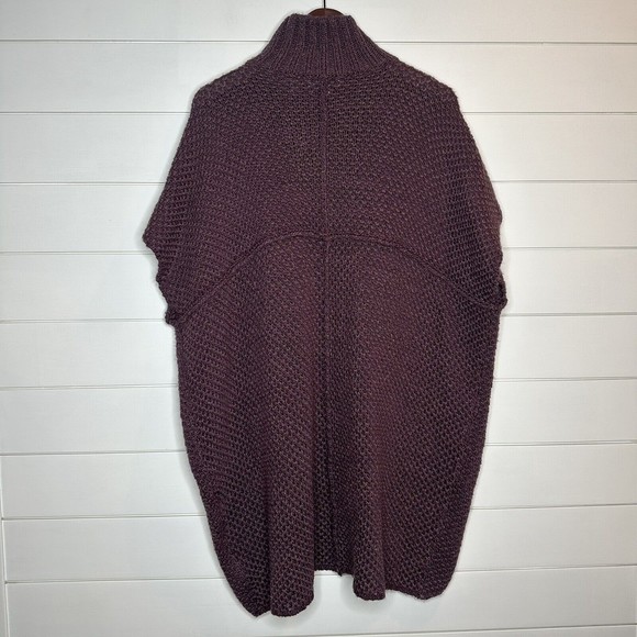 Simply Noelle Knit Cape S/M Purple Poncho Oversized Heavy Chunky Sweater Mocknec - Picture 5 of 8